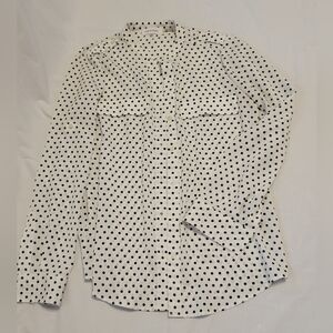 Calvin Klein button down poka dot blouse